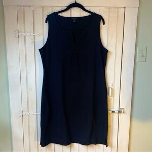 Talbots Women's Large Sleeveless Sheath Dress Black 100% Cotton